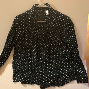 Green polka dot blouse